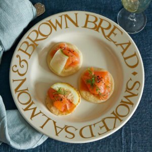 Emma Bridgewater Gold Toast Smoked Salmon Medium Dinner Plate, 8.5 Inch